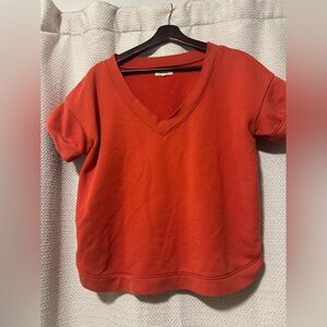 Madewell Red V-Neck Sweatshirt